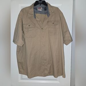 Wrangler Shirt Men’s Size 3X Button Down Flex Comfort Kakki